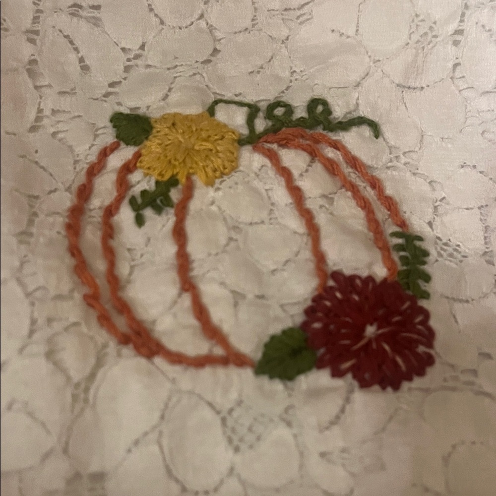White Lace Pumpkin Embroidered Kids One Piece - Picture 2 of 6